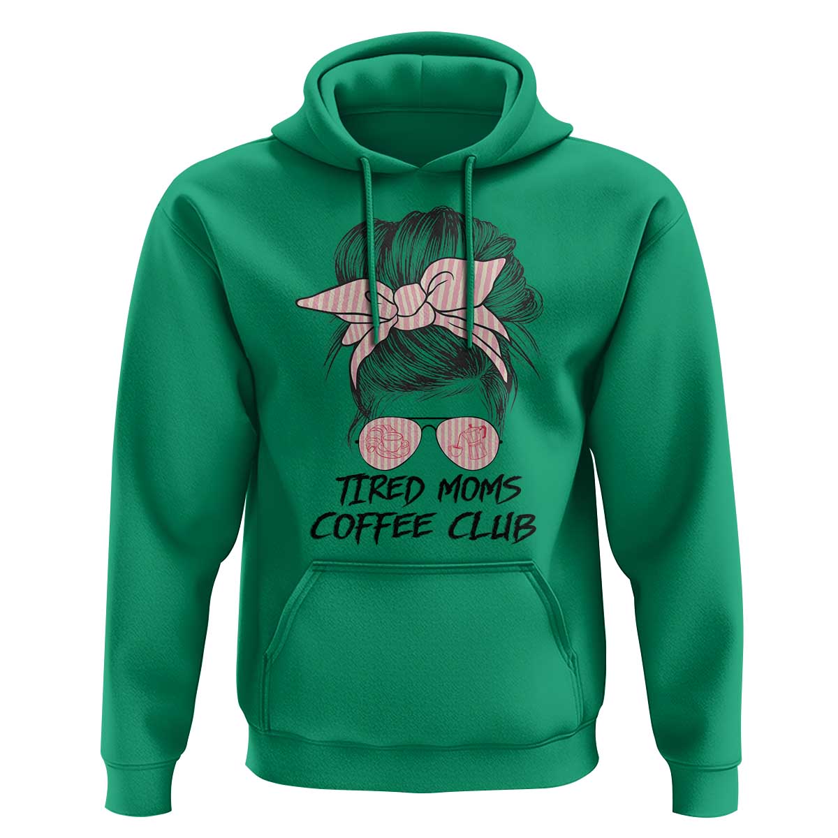 Tired Moms Coffee Club Hoodie Messy Bun Mom Life Coffee Lover