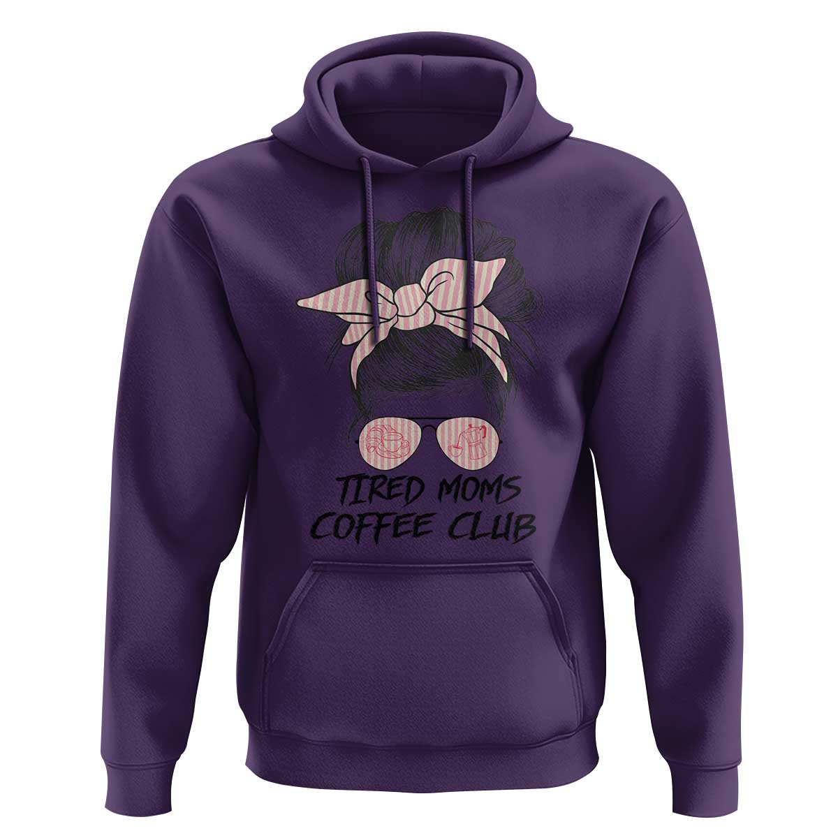 Tired Moms Coffee Club Hoodie Messy Bun Mom Life Coffee Lover