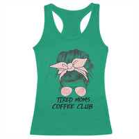 Tired Moms Coffee Club Racerback Tank Top Messy Bun Mom Life Coffee Lover