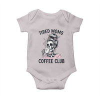 Tired Moms Coffee Club Baby Onesie Funny Skeleton Drinking Coffee Lover