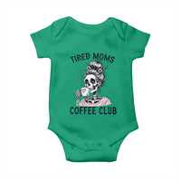 Tired Moms Coffee Club Baby Onesie Funny Skeleton Drinking Coffee Lover
