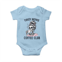 Tired Moms Coffee Club Baby Onesie Funny Skeleton Drinking Coffee Lover