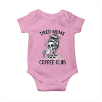 Tired Moms Coffee Club Baby Onesie Funny Skeleton Drinking Coffee Lover