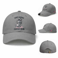 Tired Moms Coffee Club Baseball Cap Funny Skeleton Drinking Coffee Lover