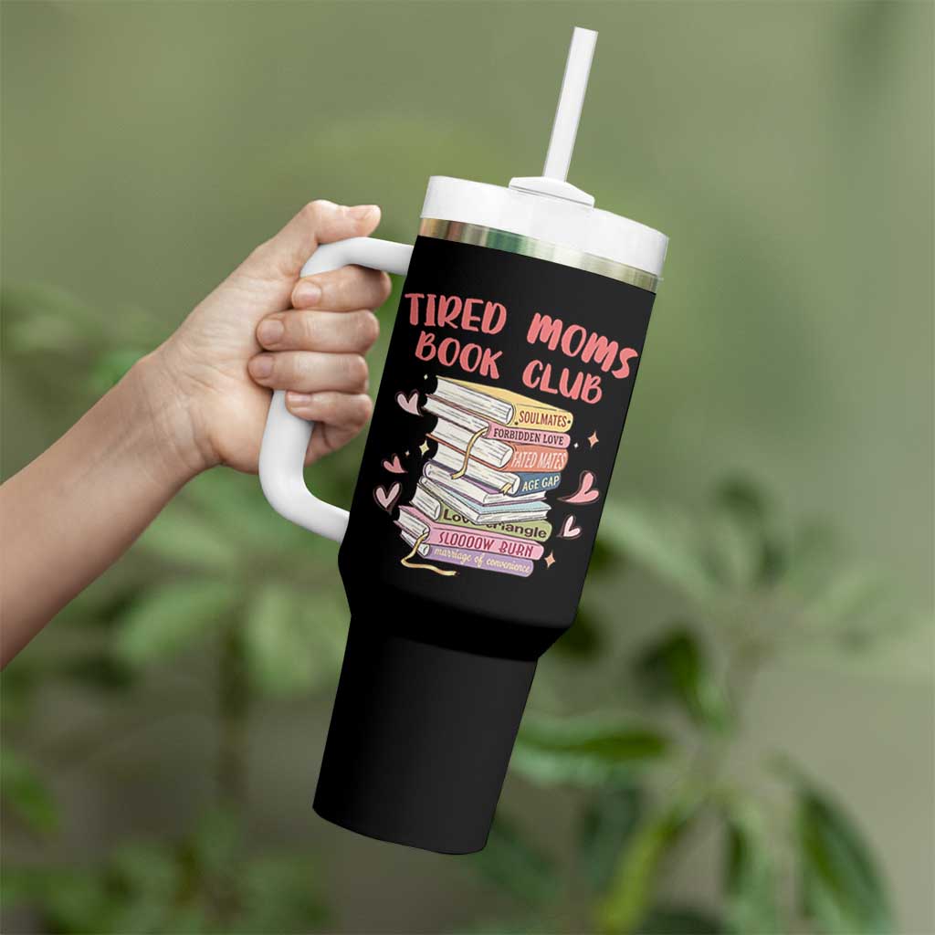 Tired Moms Book Club Tumbler With Handle Funny Bookish