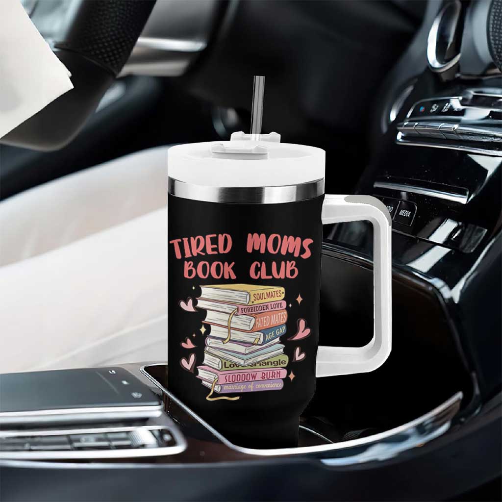 Tired Moms Book Club Tumbler With Handle Funny Bookish