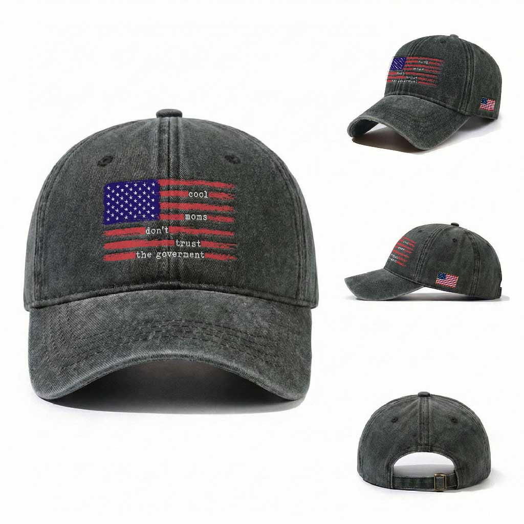 Cool Moms Don't Trust the Government Washed Cotton Baseball Cap Patrioctic Mama Anti Government