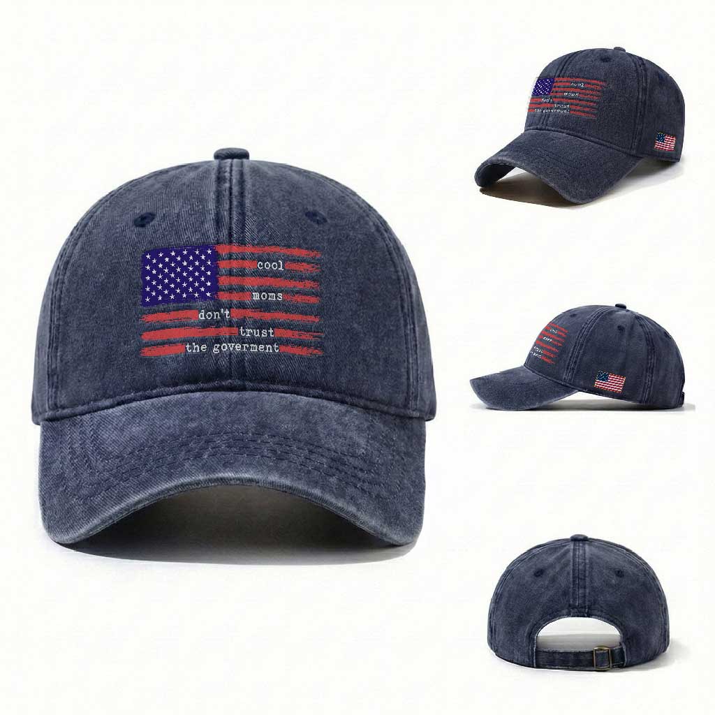 Cool Moms Don't Trust the Government Washed Cotton Baseball Cap Patrioctic Mama Anti Government