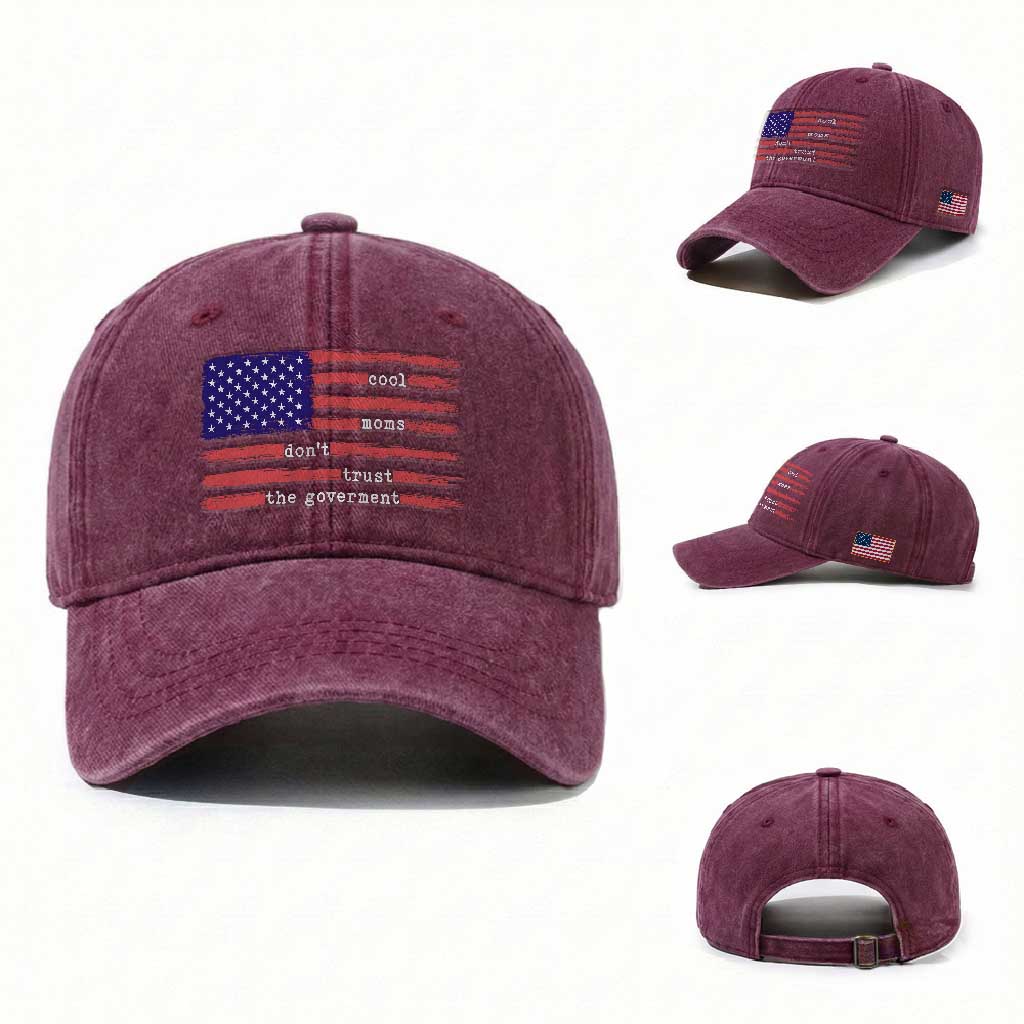 Cool Moms Don't Trust the Government Washed Cotton Baseball Cap Patrioctic Mama Anti Government