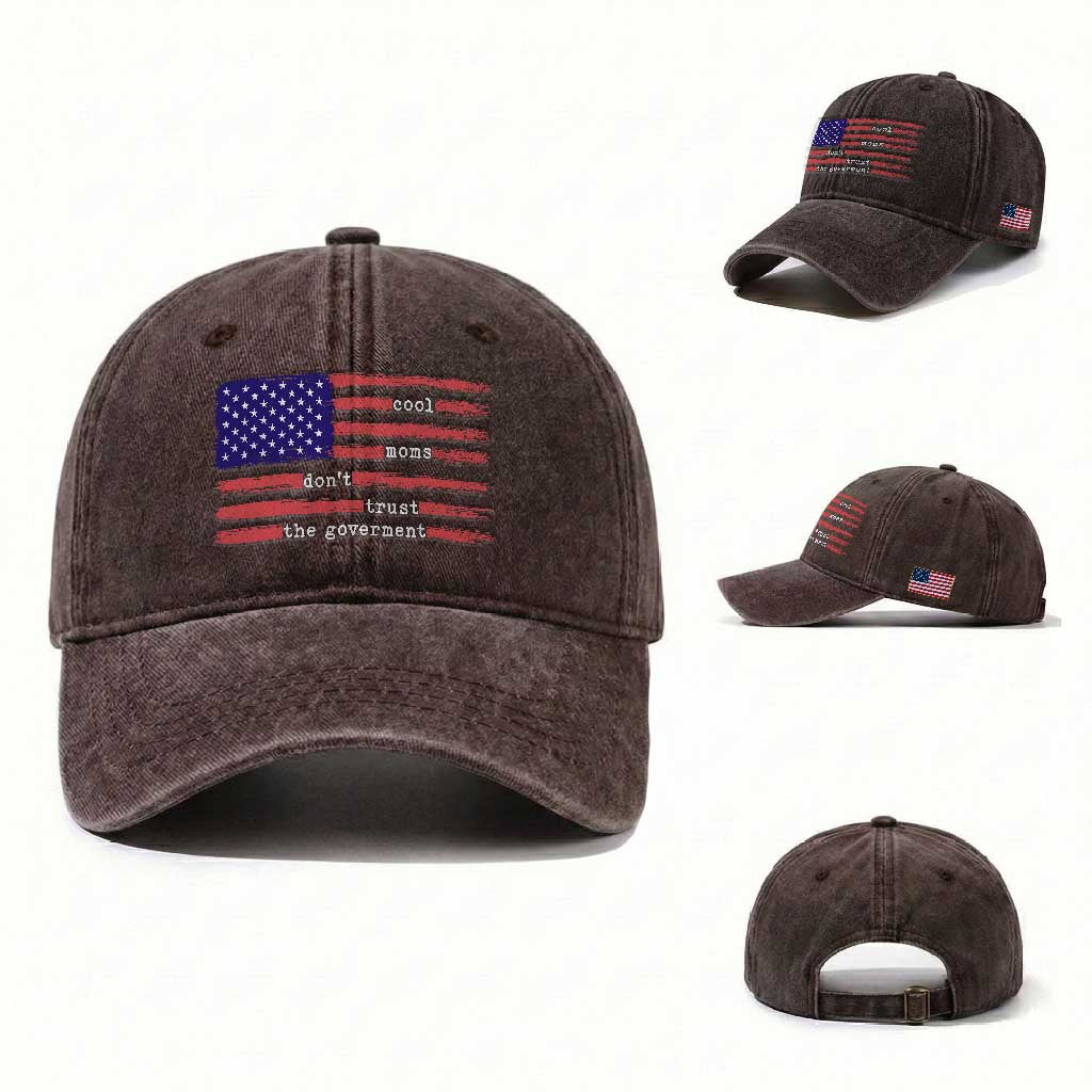 Cool Moms Don't Trust the Government Washed Cotton Baseball Cap Patrioctic Mama Anti Government