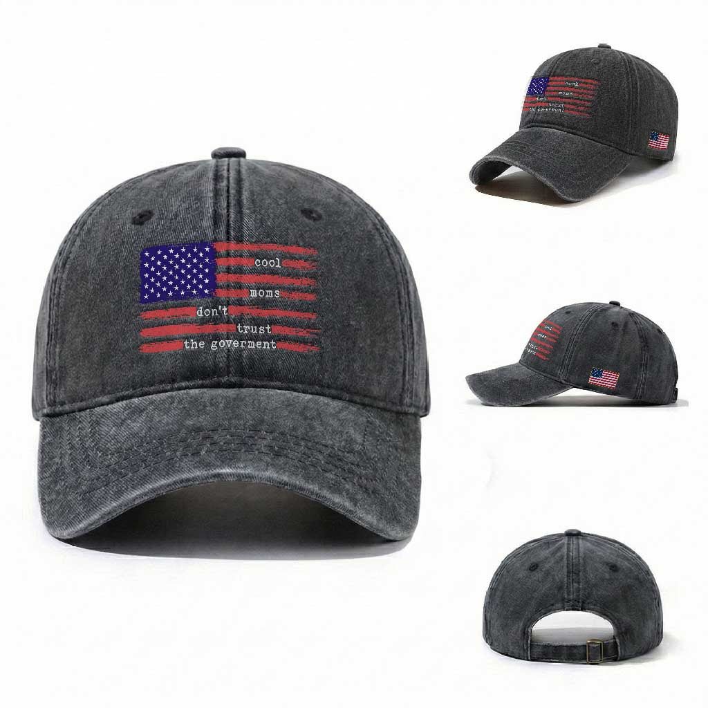 Cool Moms Don't Trust the Government Washed Cotton Baseball Cap Patrioctic Mama Anti Government
