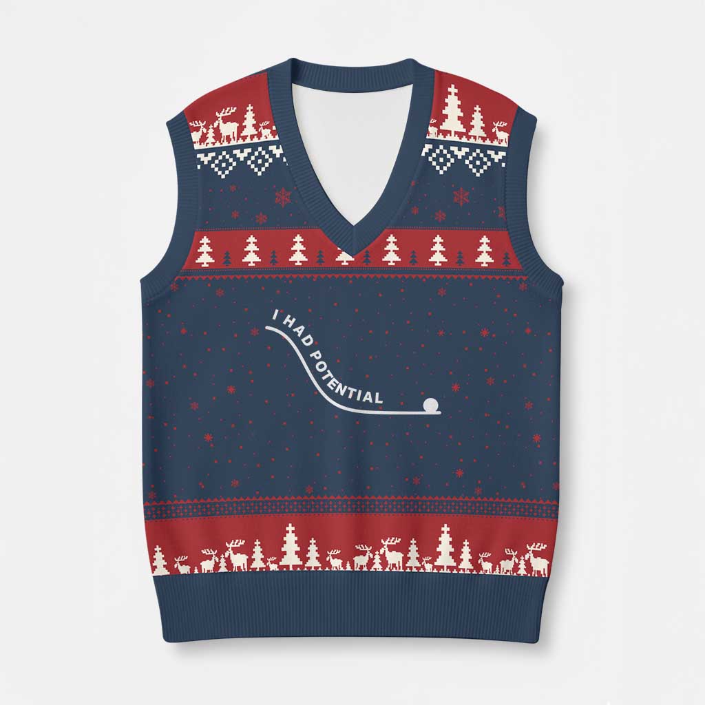 I Had Potential V-Neck Knit Sweater Vest Funny Sci-Fi Book Lover