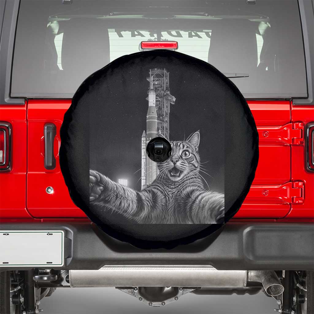 Funny Cat Selfie Lunar Mission 2026 Spare Tire Cover