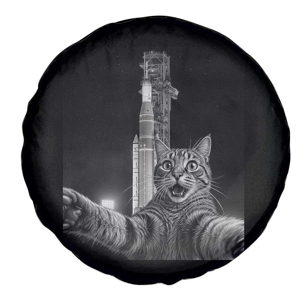 Funny Cat Selfie Lunar Mission 2026 Spare Tire Cover