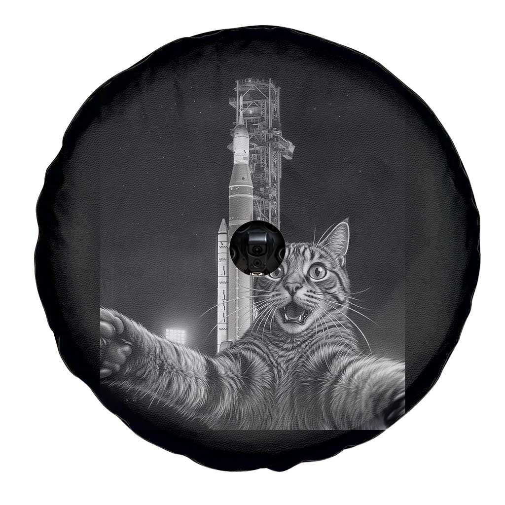 Funny Cat Selfie Lunar Mission 2026 Spare Tire Cover