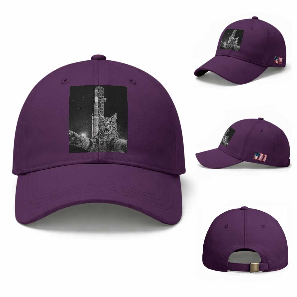 Funny Cat Selfie Lunar Mission 2026 Baseball Cap