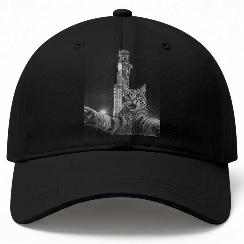 Funny Cat Selfie Lunar Mission 2026 Baseball Cap