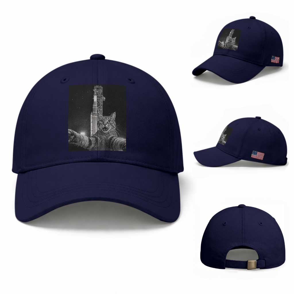 Funny Cat Selfie Lunar Mission 2026 Baseball Cap