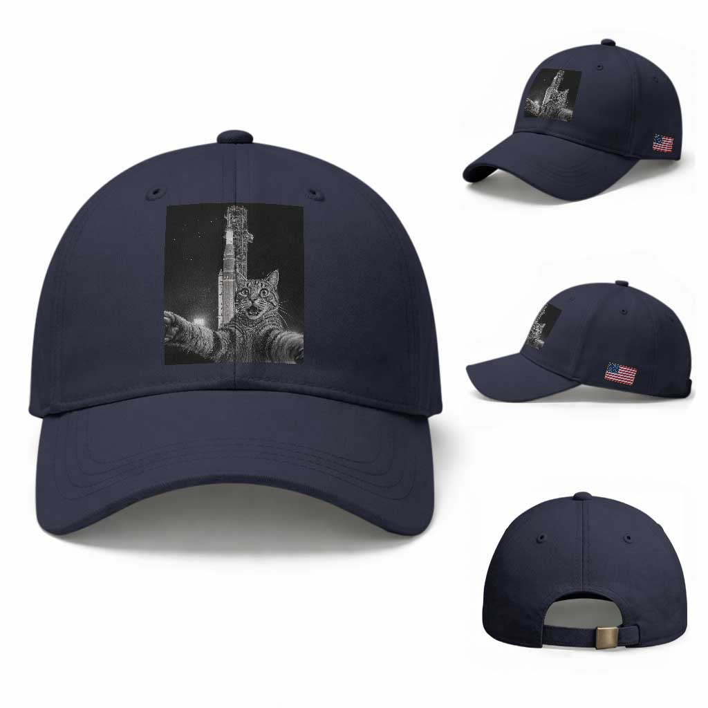Funny Cat Selfie Lunar Mission 2026 Baseball Cap