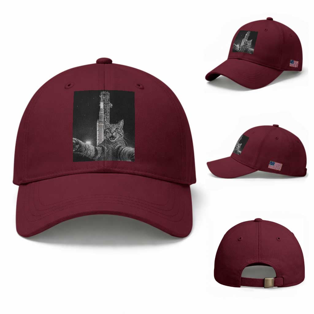 Funny Cat Selfie Lunar Mission 2026 Baseball Cap
