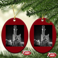 Funny Cat Selfie Lunar Mission 2026 Ceramic Ornament