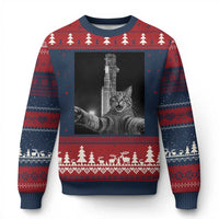 Funny Cat Selfie Lunar Mission 2026 Ugly Christmas Sweater