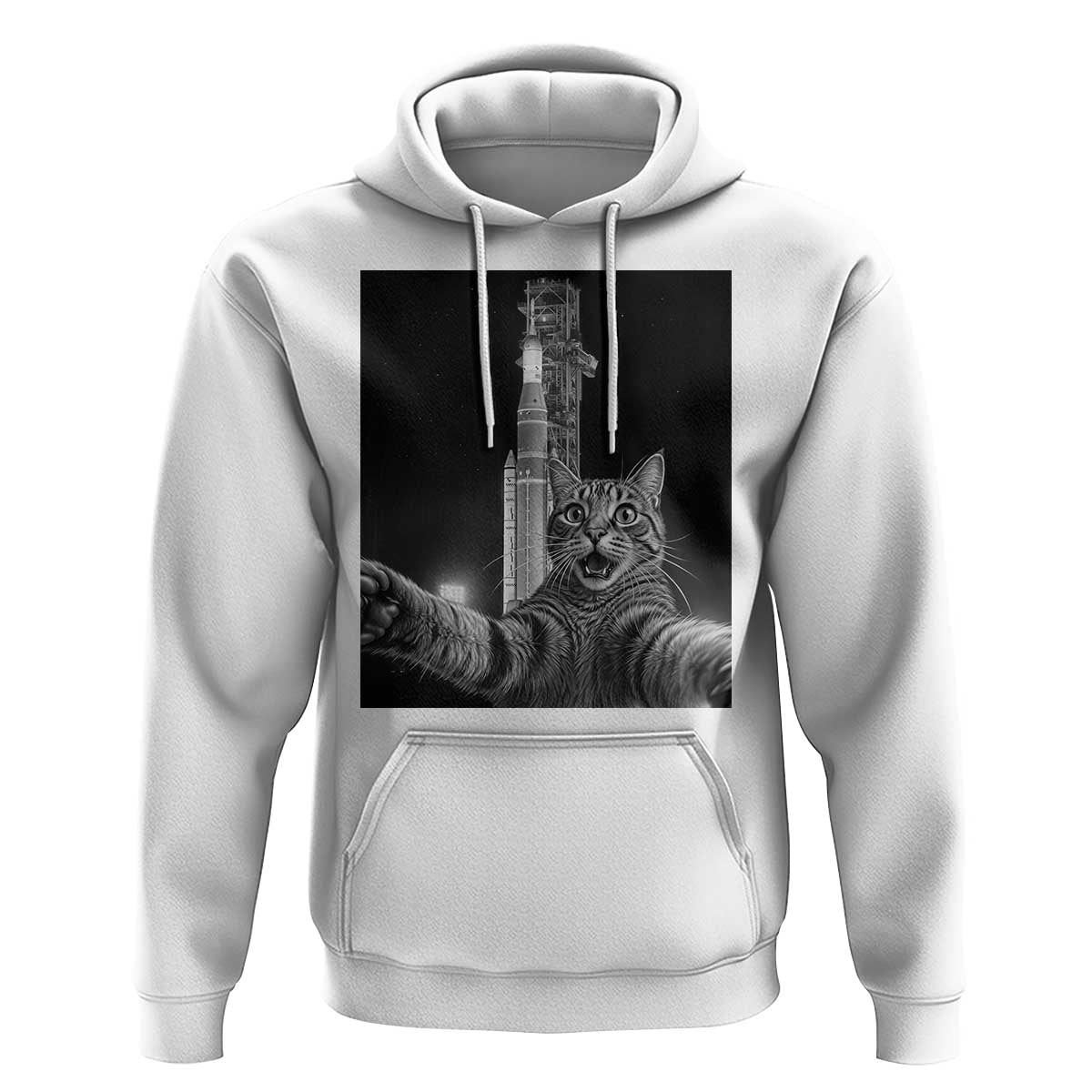 Funny Cat Selfie Lunar Mission 2026 Hoodie