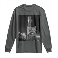 Funny Cat Selfie Lunar Mission 2026 Long Sleeve Shirt