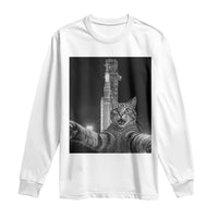 Funny Cat Selfie Lunar Mission 2026 Long Sleeve Shirt