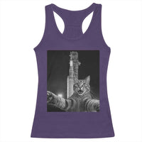 Funny Cat Selfie Lunar Mission 2026 Racerback Tank Top