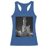Funny Cat Selfie Lunar Mission 2026 Racerback Tank Top