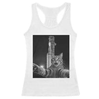 Funny Cat Selfie Lunar Mission 2026 Racerback Tank Top