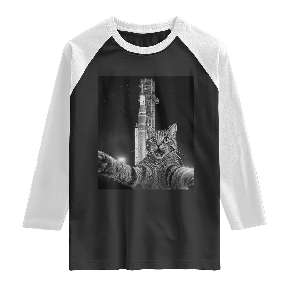 Funny Cat Selfie Lunar Mission 2026 Raglan Shirt