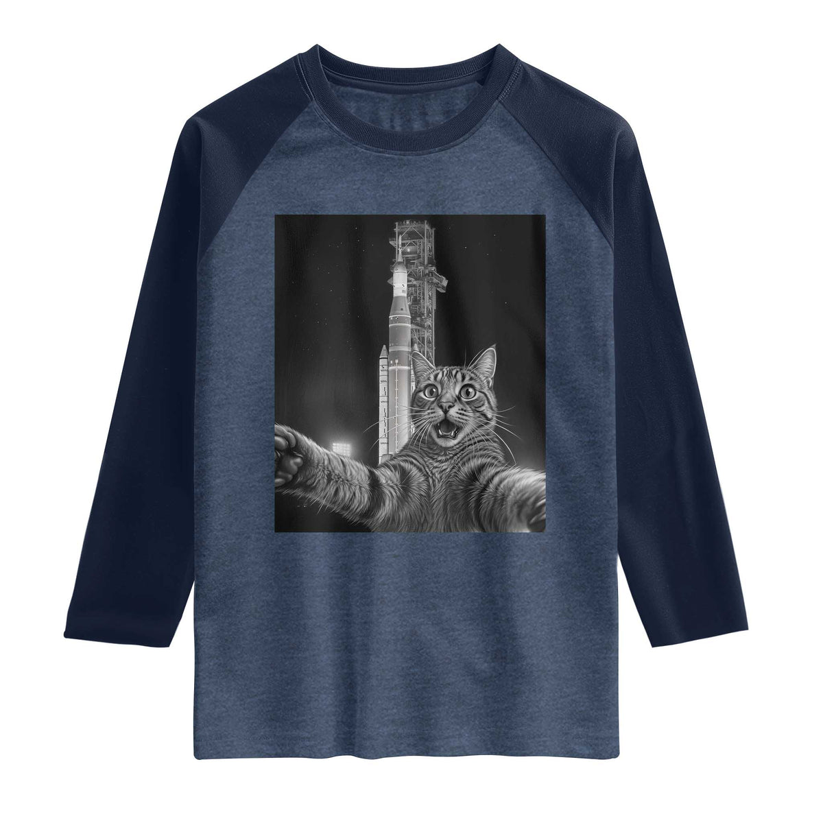 Funny Cat Selfie Lunar Mission 2026 Raglan Shirt