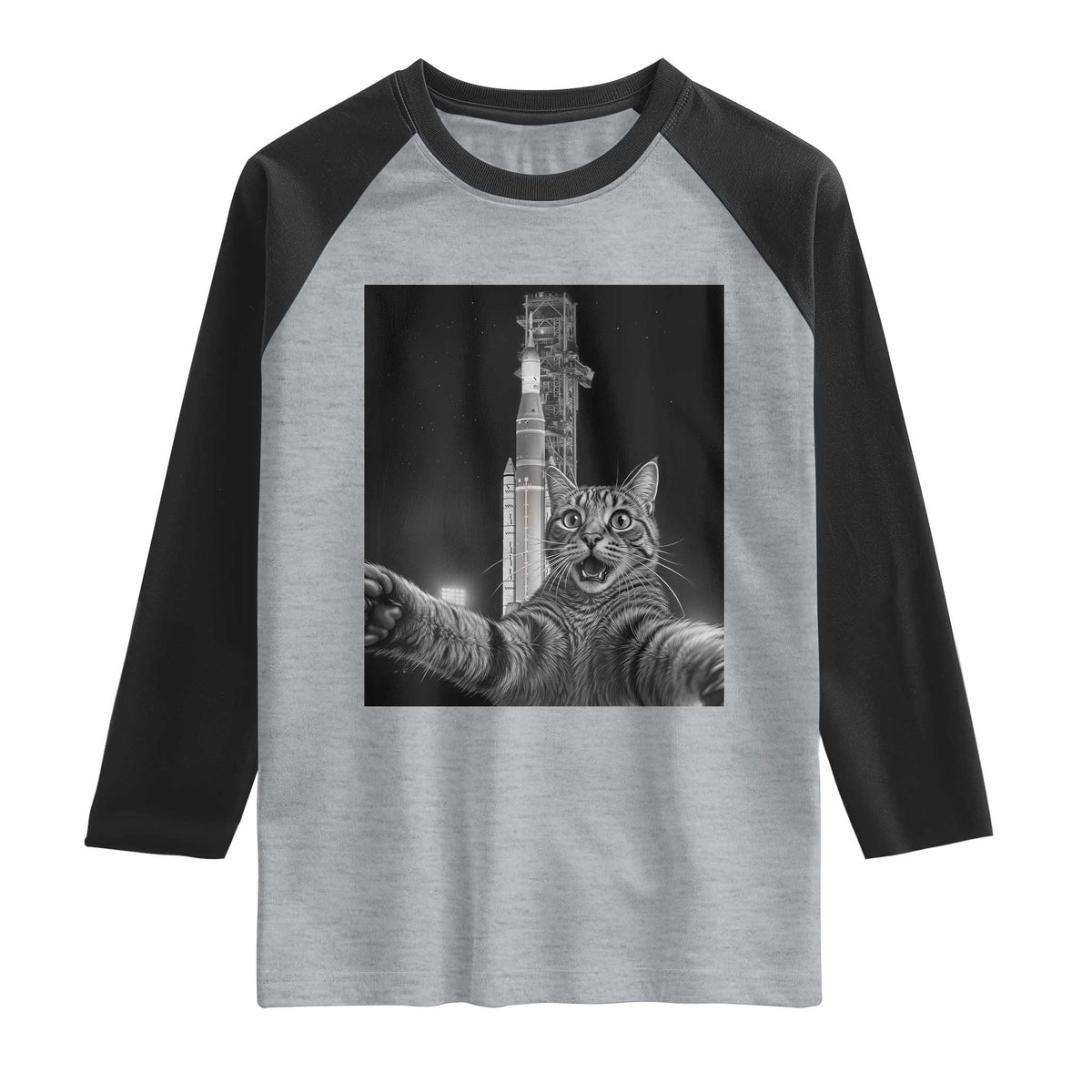 Funny Cat Selfie Lunar Mission 2026 Raglan Shirt