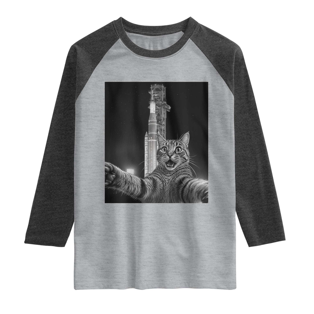 Funny Cat Selfie Lunar Mission 2026 Raglan Shirt