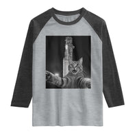 Funny Cat Selfie Lunar Mission 2026 Raglan Shirt