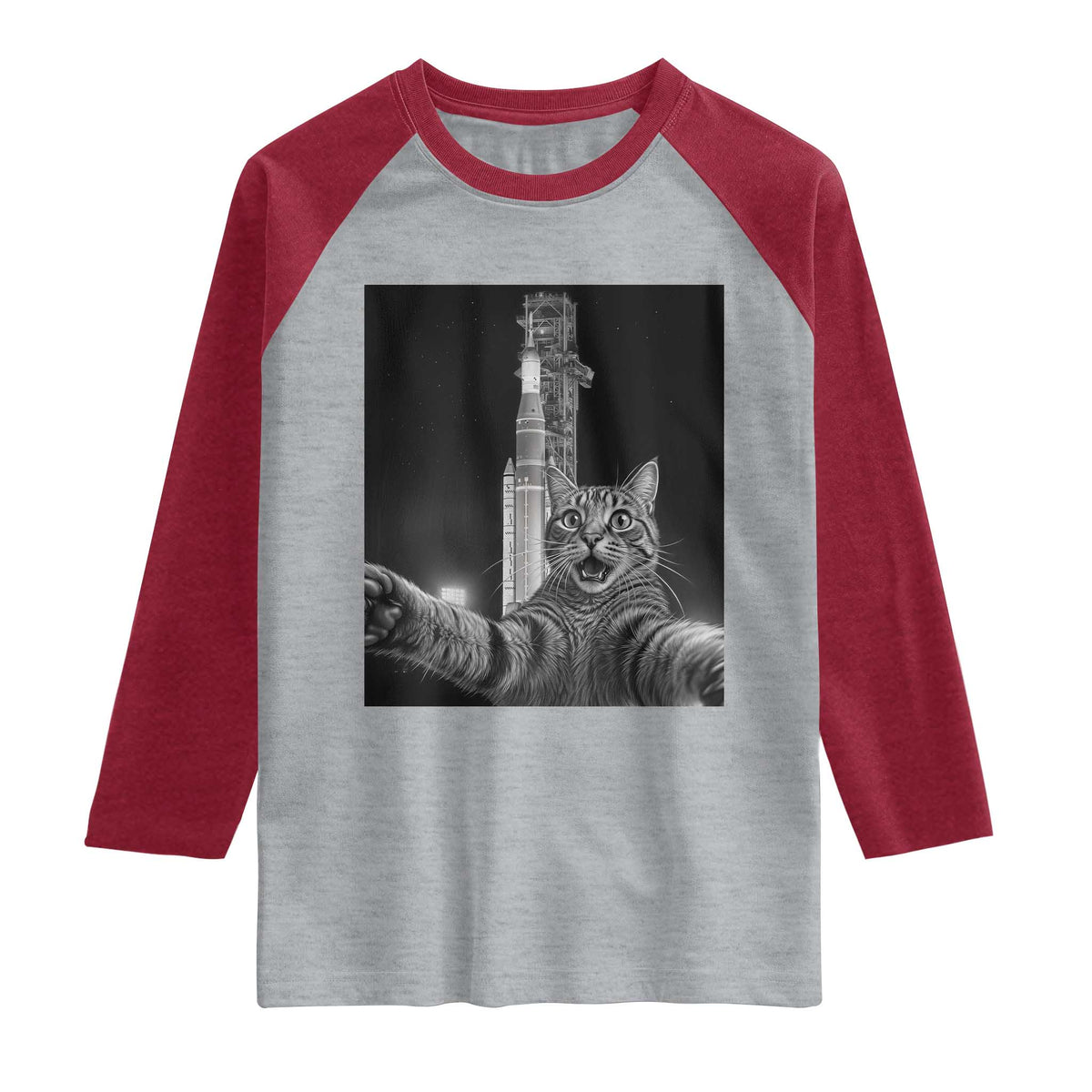 Funny Cat Selfie Lunar Mission 2026 Raglan Shirt