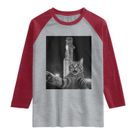 Funny Cat Selfie Lunar Mission 2026 Raglan Shirt