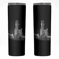 Funny Cat Selfie Lunar Mission 2026 Skinny Tumbler