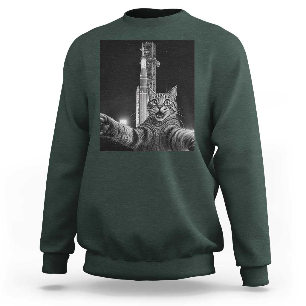 Funny Cat Selfie Lunar Mission 2026 Sweatshirt