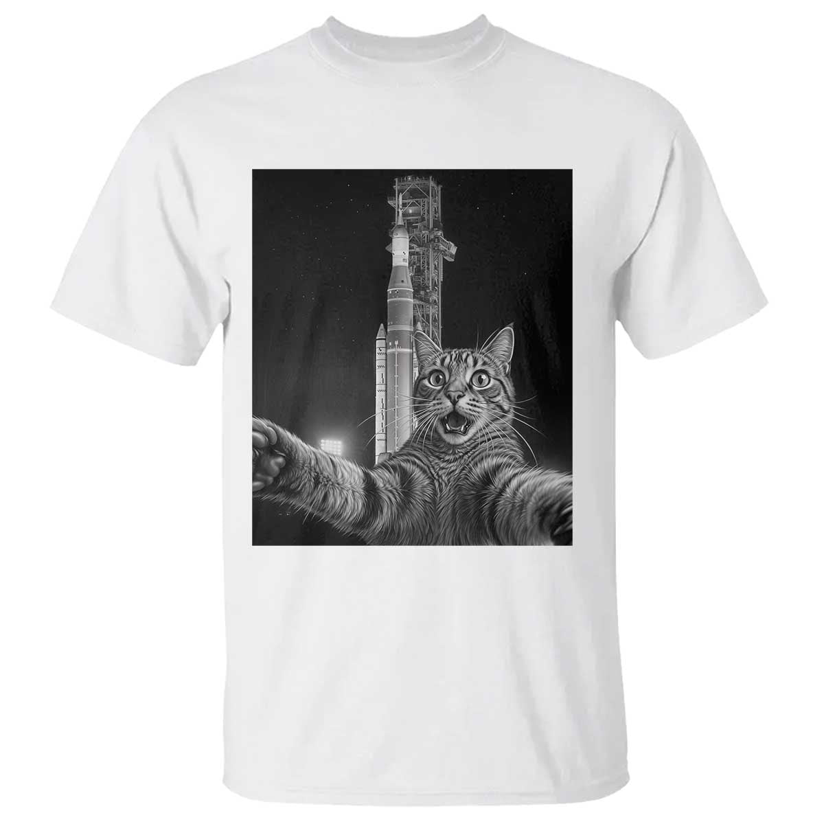 Funny Cat Selfie Lunar Mission 2026 T Shirt