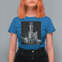 Funny Cat Selfie Lunar Mission 2026 T Shirt For Women