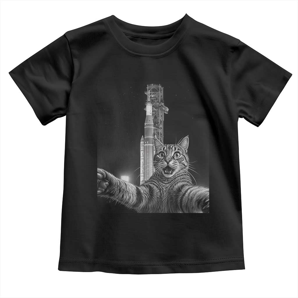 Funny Cat Selfie Lunar Mission 2026 Toddler T Shirt