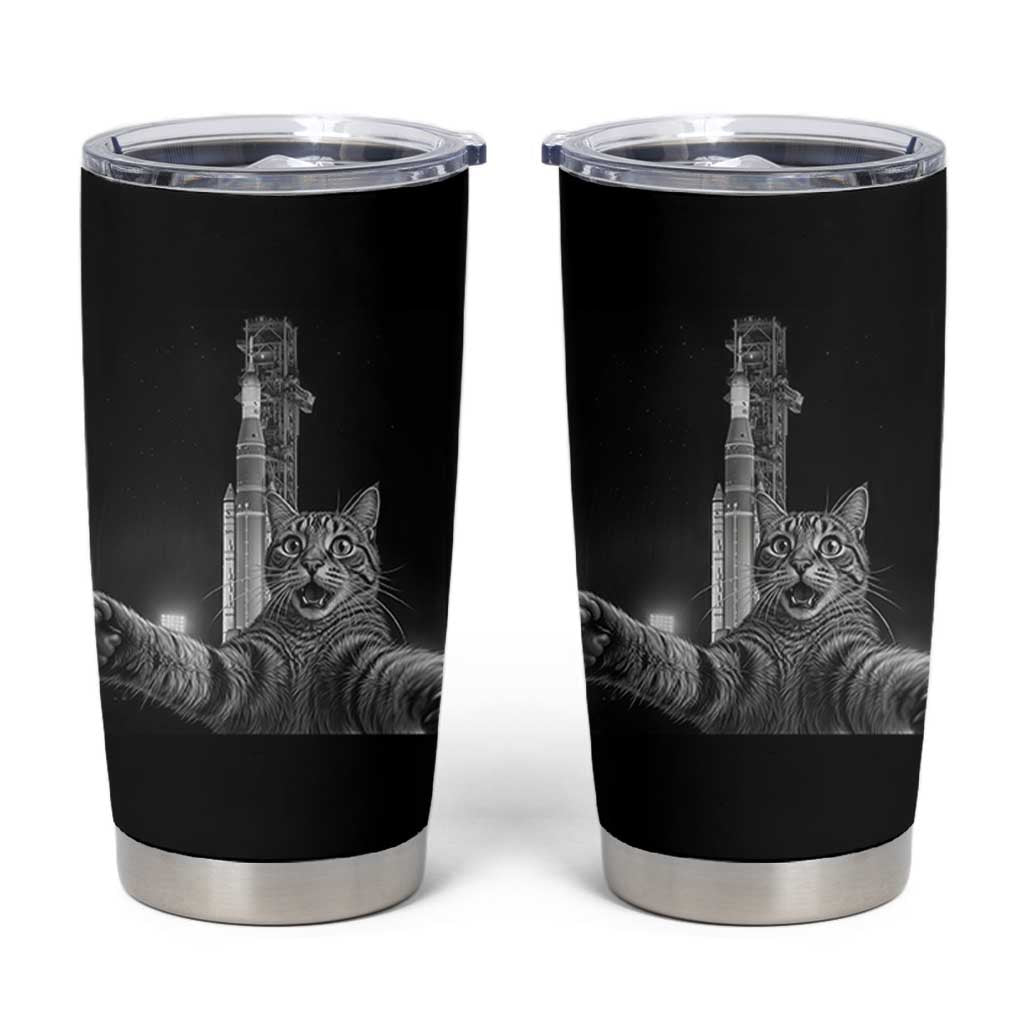 Funny Cat Selfie Lunar Mission 2026 Tumbler Cup
