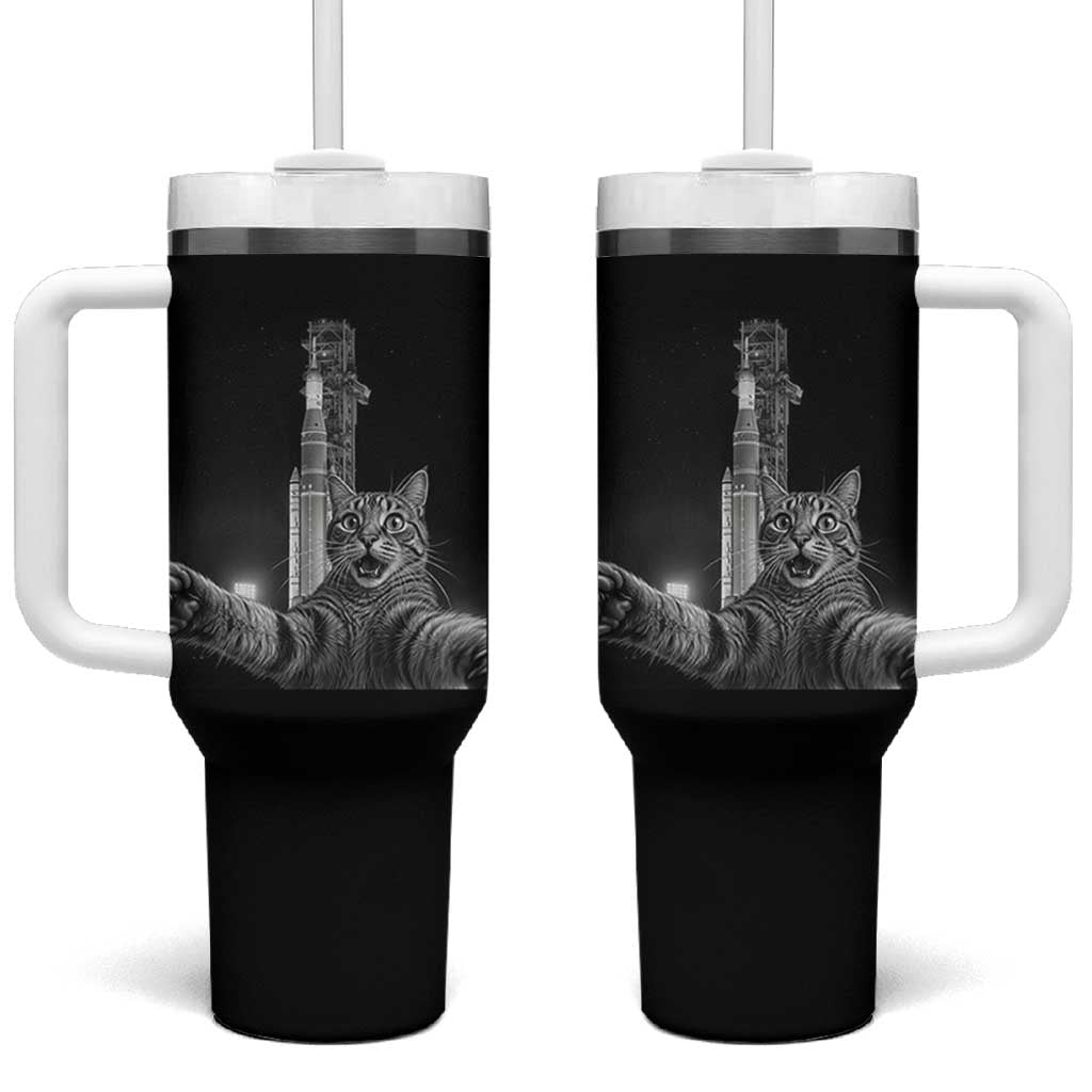 Funny Cat Selfie Lunar Mission 2026 Tumbler With Handle