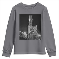 Funny Cat Selfie Lunar Mission 2026 Youth Sweatshirt