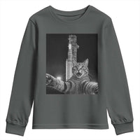 Funny Cat Selfie Lunar Mission 2026 Youth Sweatshirt