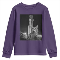 Funny Cat Selfie Lunar Mission 2026 Youth Sweatshirt
