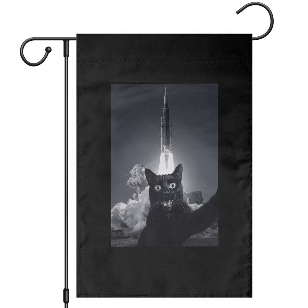 Funny Black Cat Selfie Garden Flag Back To The Moon Mission 2026